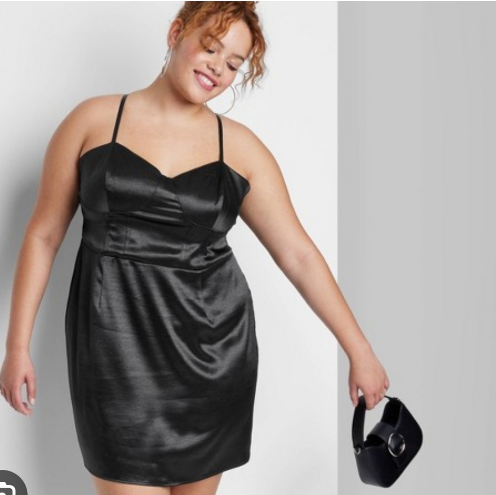 Wild Fable Women's Sleeveless Corset Satin Bodycon Mini Dress - Black
